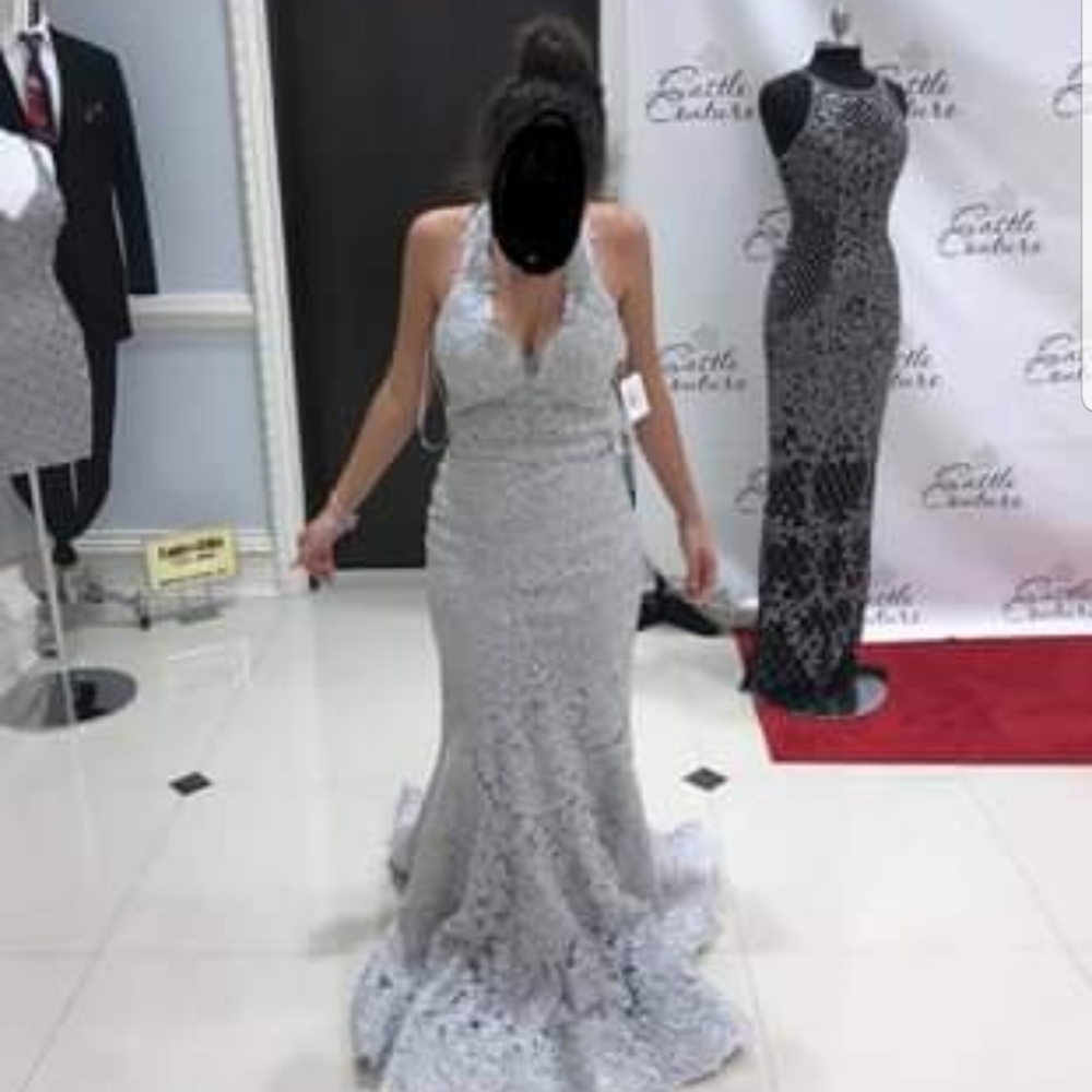 Sherri Hill size 4 silver dress